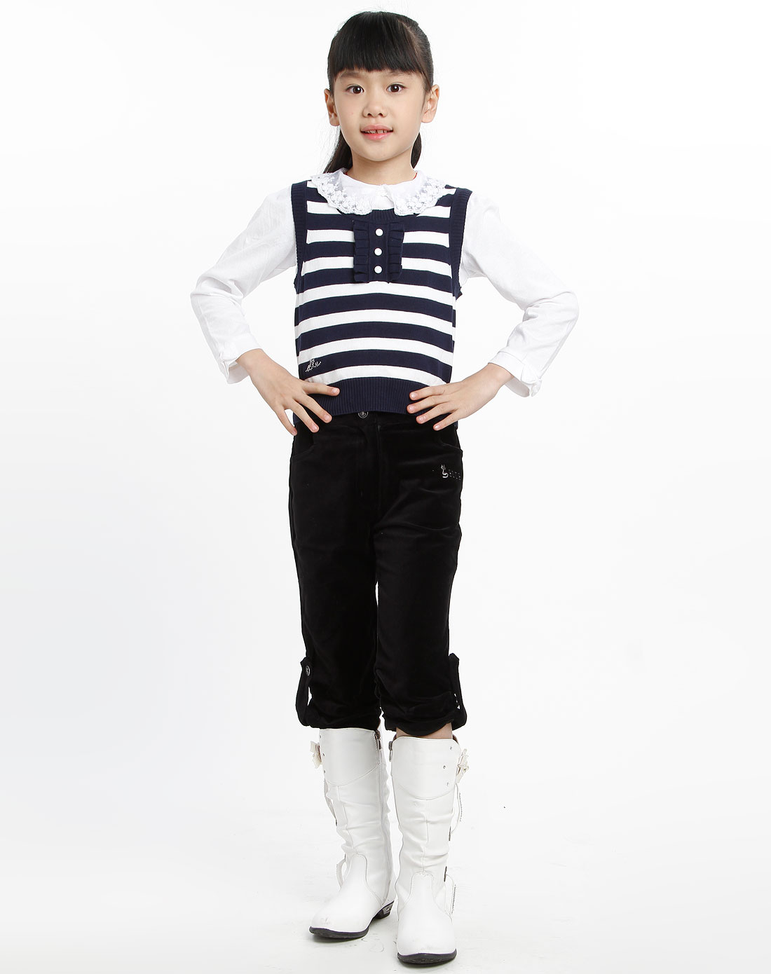 艾乐ELLE男女童<em>女童</em>暗蓝色针织<em>休闲服装</em>ES1