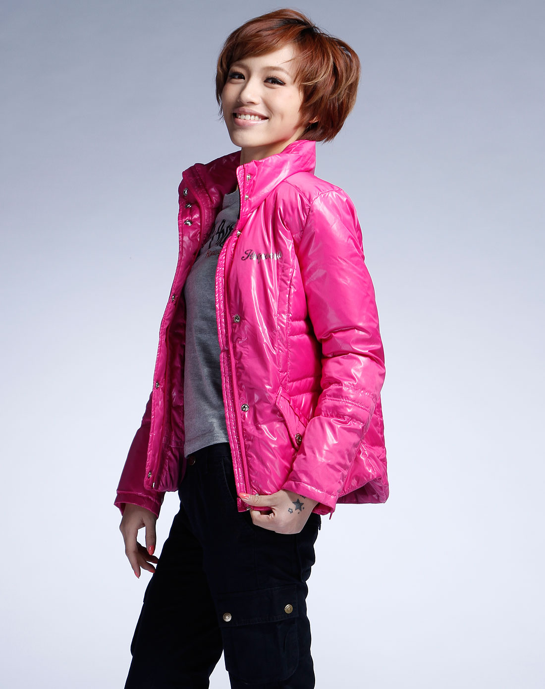玫红色长袖羽绒服_<em>哈利</em>波特harrypotter<em>女装</em>专