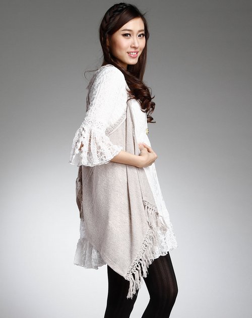 特芙娜TAPENADE米<em>灰色</em>时尚<em>针织</em>背心<em>外衣</em>_唯