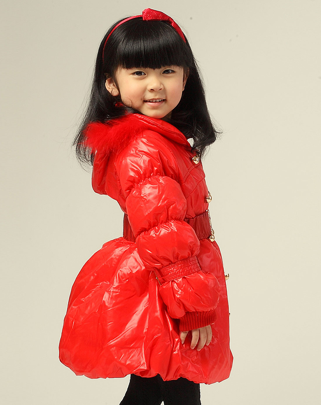 普希尔PETIT CIEL男女童<em>女童</em>红色<em>羽绒服</em>GJW
