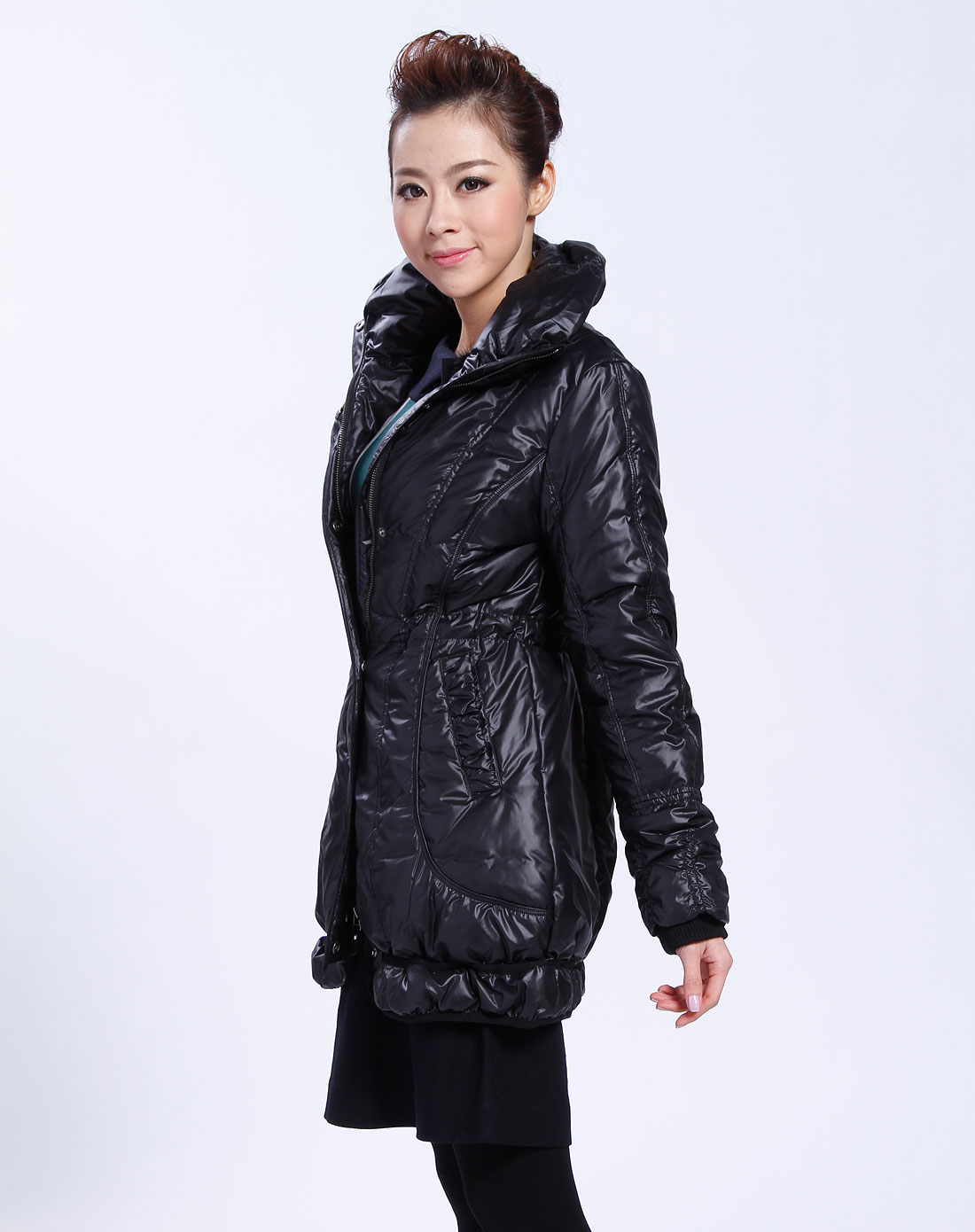 雅莹ep黑色长袖羽绒服1_唯品会名牌时尚折扣网