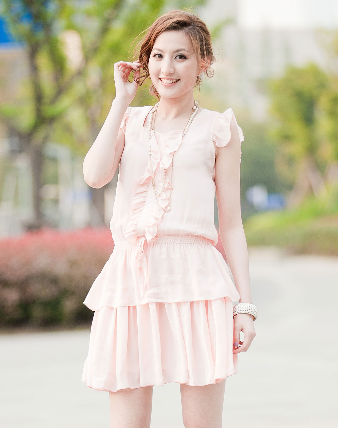 芮儿RIA粉红色<em>优雅气质</em>修身连身裙QA150006