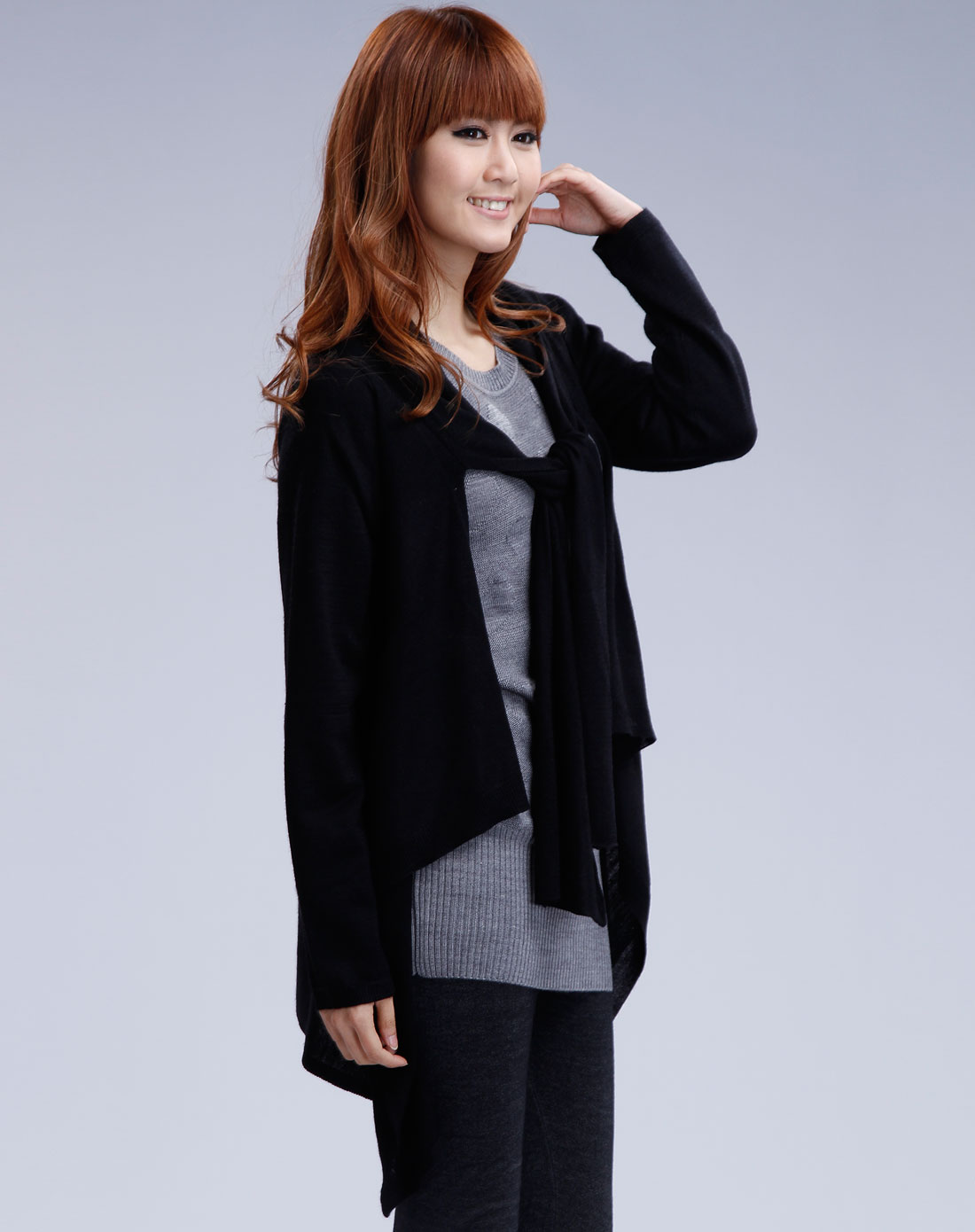 品牌--夜场艾金诺USS AZINO <em>黑色</em>休闲<em>长袖针</em>