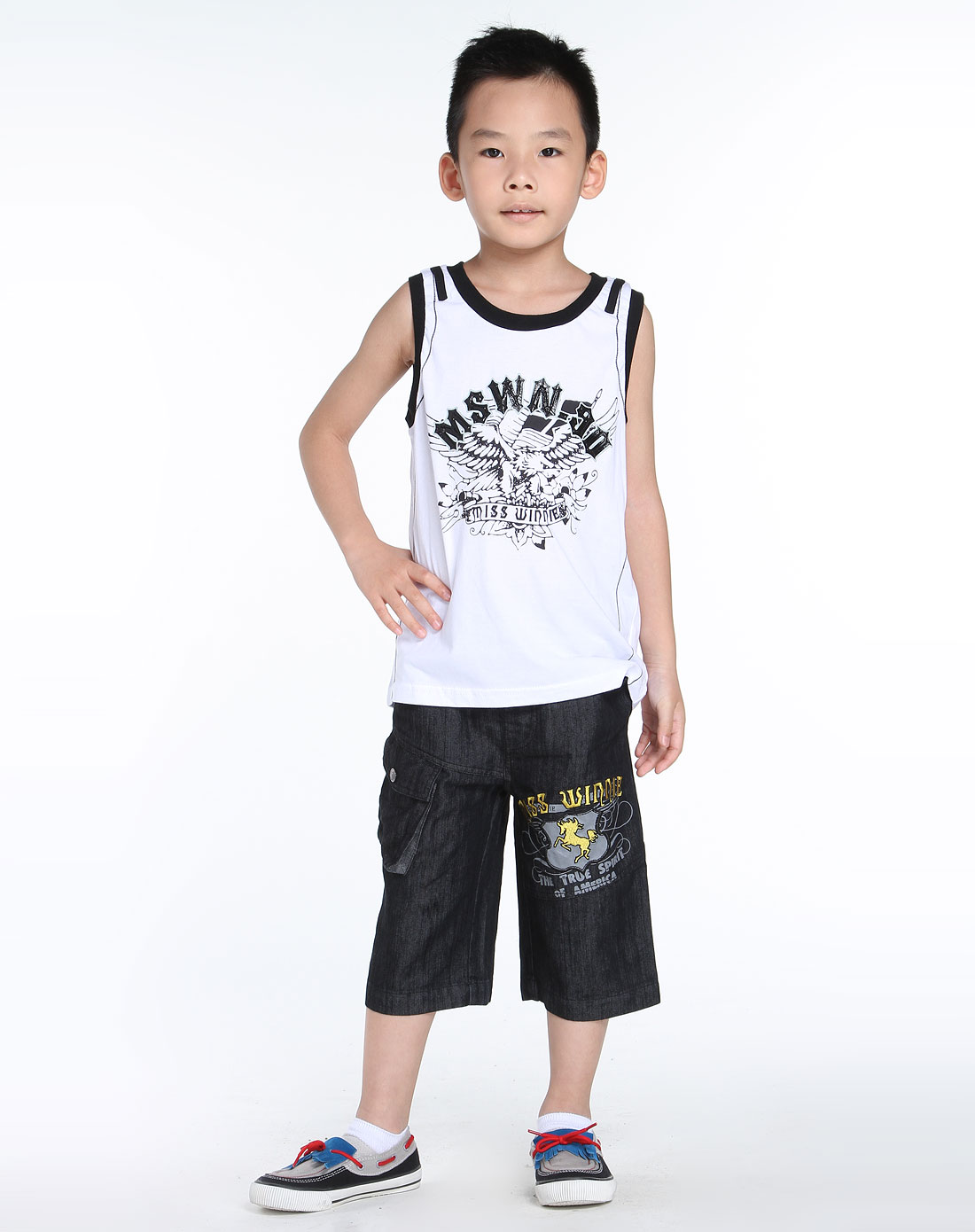 米斯维尼男童漂白背心