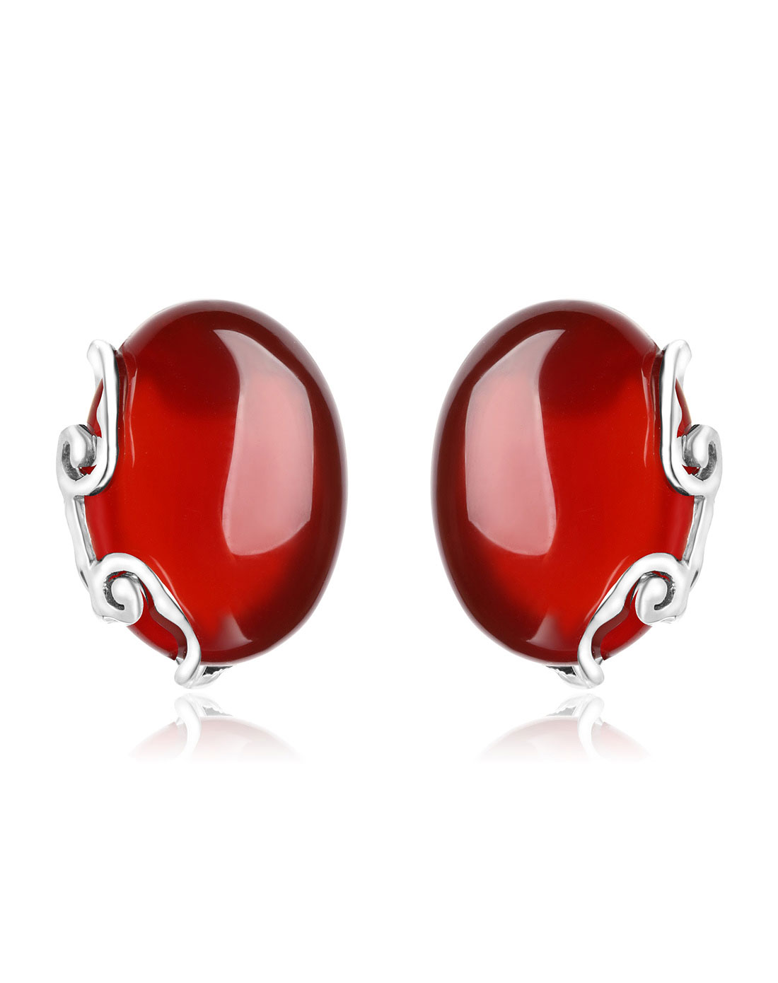 配饰专场佰色传情 925银镶红玛瑙耳钉 国品BY