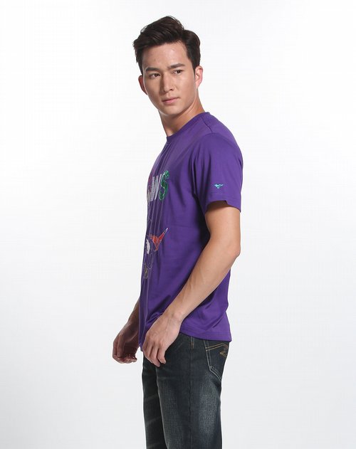 七匹狼SWSPORT男装专场紫色圆领短袖T恤 价