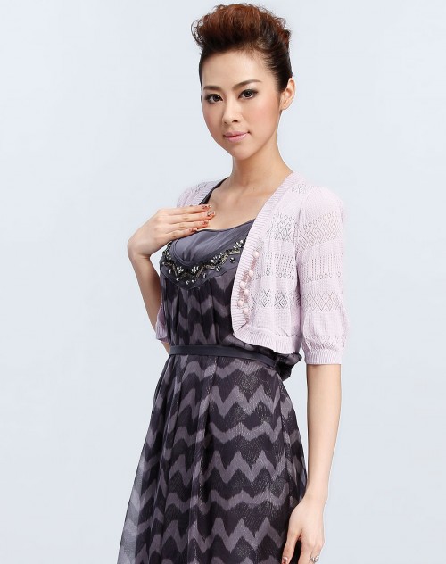 emely粉<em>紫色针织长袖披肩</em>式<em>外套</em>_唯品会名牌