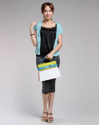 音儿YINER<em>浅蓝色</em>镂空图案短袖<em>针织开衫</em>_唯品