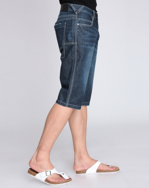 <em>男装</em>库存专场2AM 深蓝色嵌线牛仔<em>短裤</em>_<em>唯品会</em>