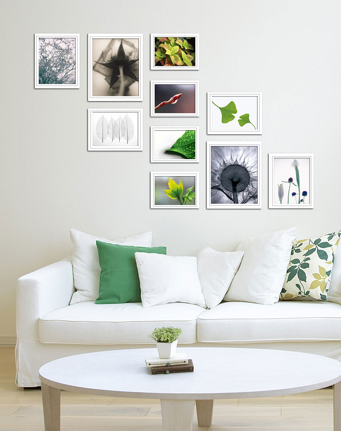 雅工坊纯实木全白色组合式<em>照片墙</em>(<em>10</em>框)20808