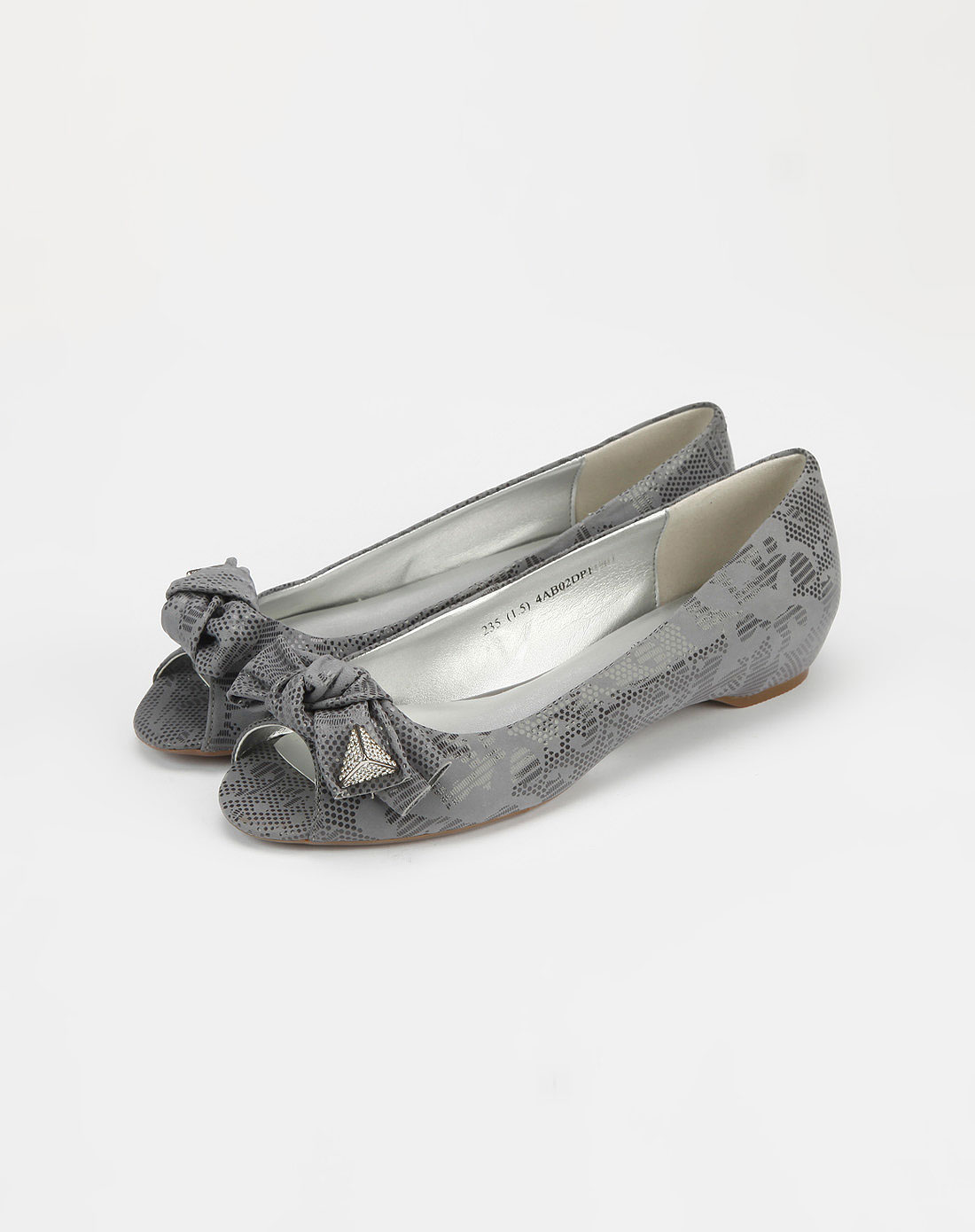 森达senda-女鞋灰色羊皮印花平跟凉鞋