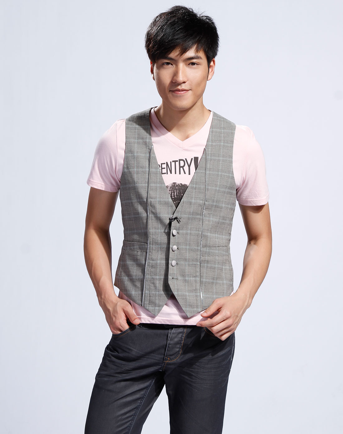 灰色格子马甲_unisex官网特价1-3折