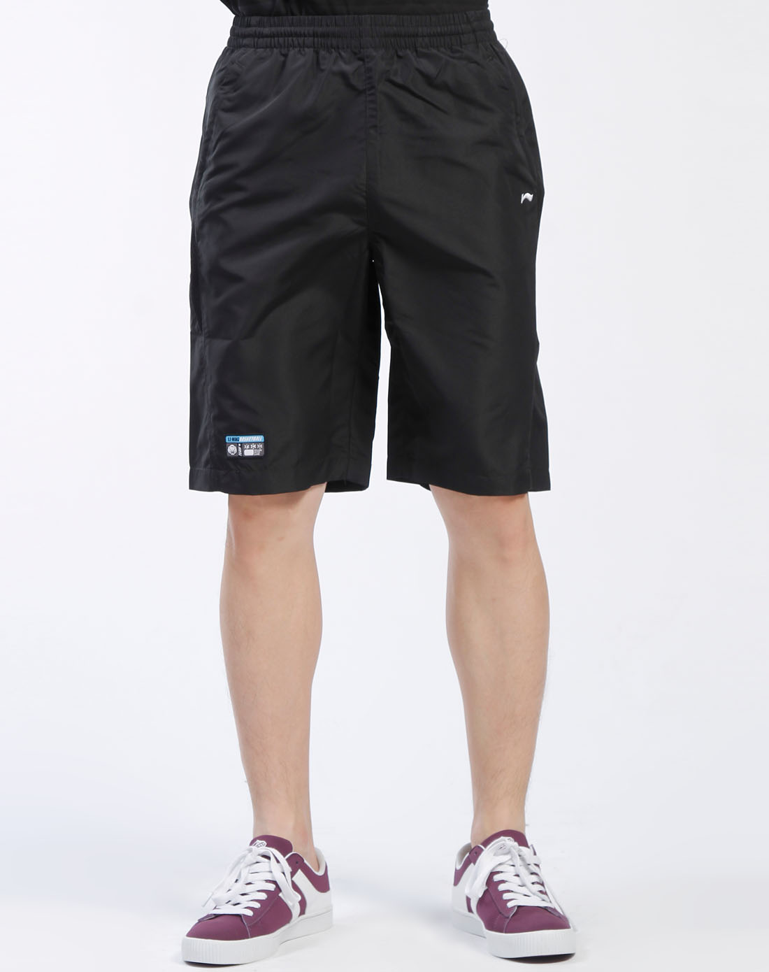 <em>李宁LI-NING</em>男女黑色<em>运动短裤</em>AKSE123-3_唯