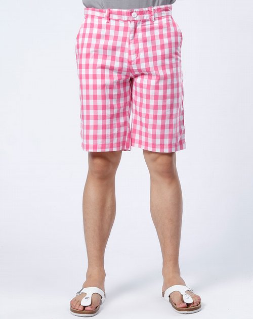 唐狮tonlion-<em>男款</em>专场粉红/白色时尚<em>格子短裤</em>_唯