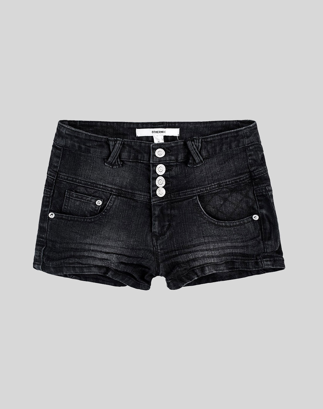 OTHER MIX黑色中高腰牛仔短裤22F110101