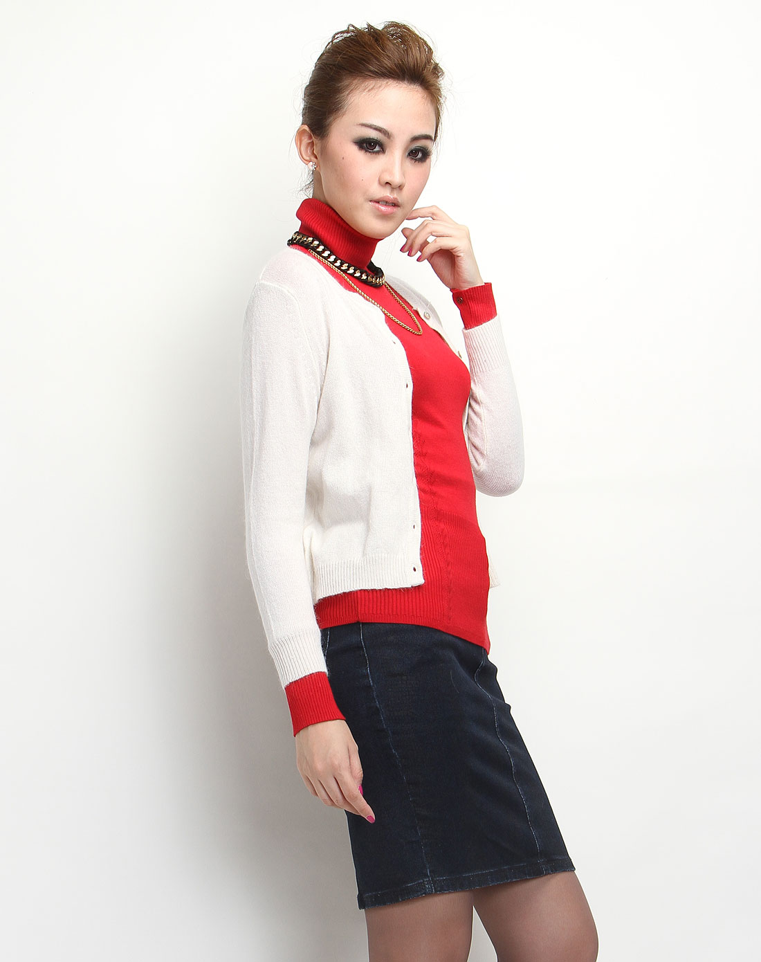 mango<em>白色</em>简约九分袖<em>针织开衫</em>53212475-10