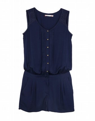 歌莉娅GOELIA普<em>蓝色</em>花边休闲无袖<em>连体短裤</em>2