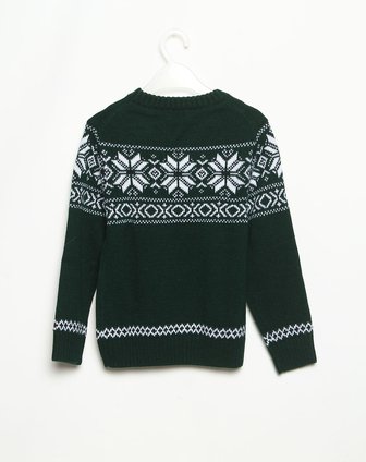 梦特娇montagut男女童男童墨绿色织花长袖圆领毛