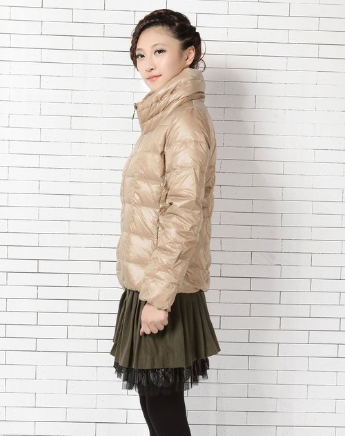 红袖Hopeshow<em>女款</em>米色<em>羽绒服</em>_唯品会名牌时