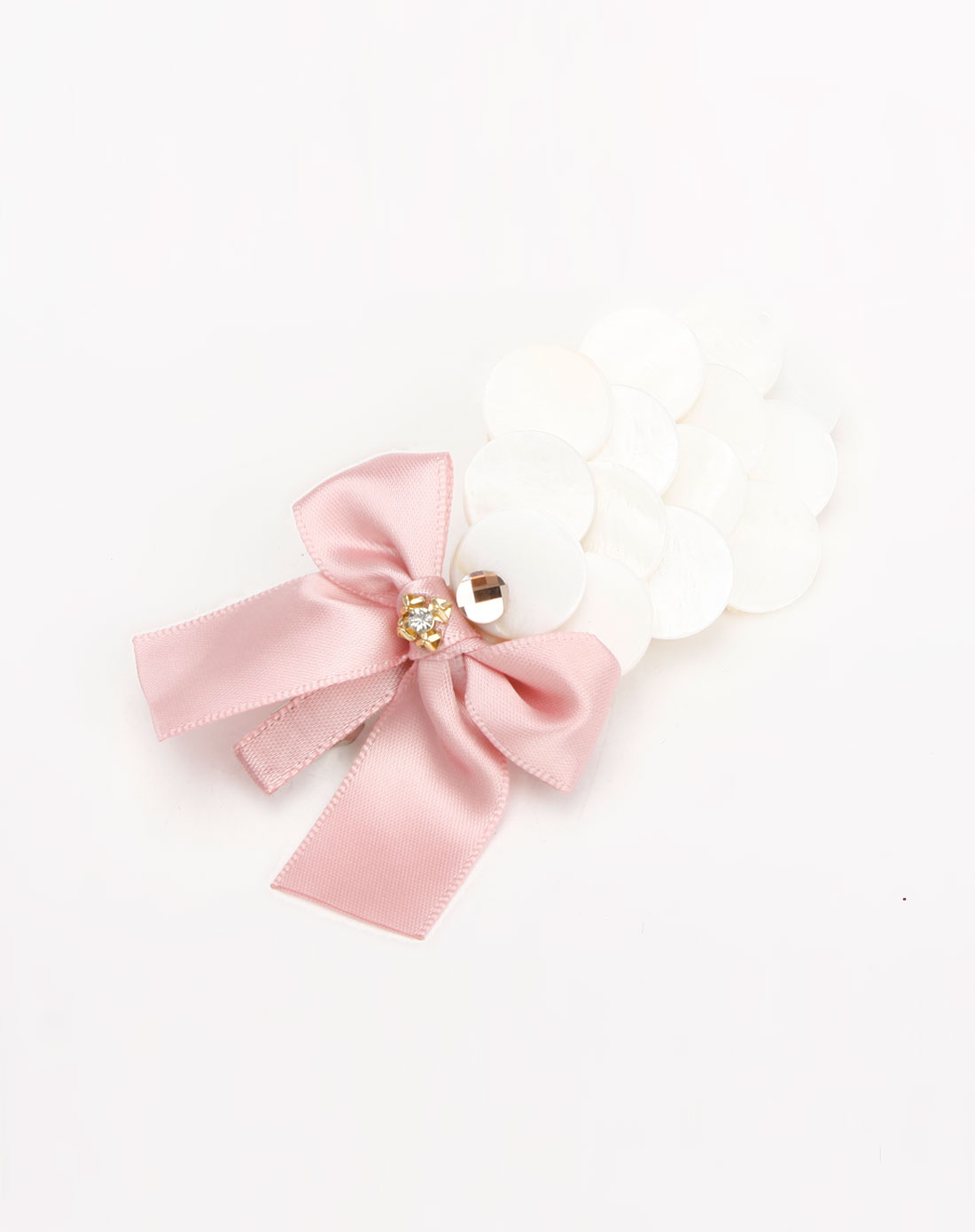 品牌-5--夜场白\/粉色丝带蝴蝶发夹023385