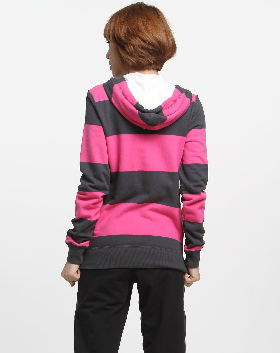 <em>耐克NIKE</em>女款粉红/深灰色连帽<em>针织</em>长袖<em>夹克</em>4