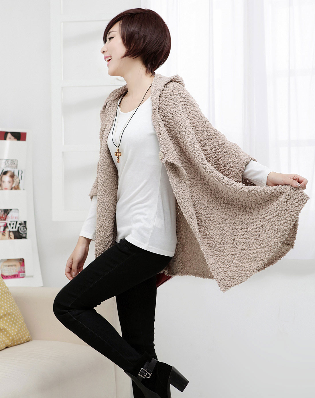 针织披风斗篷外套女