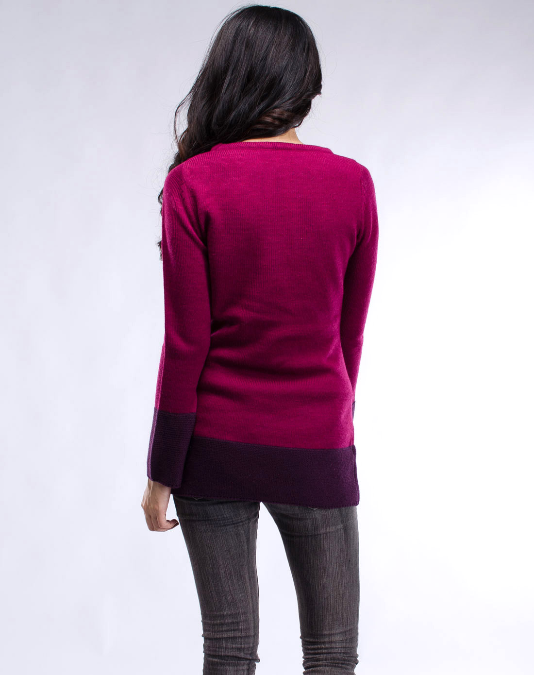 azino-<em>红</em>紫色ol<em>圆领毛衣</em>2a1350