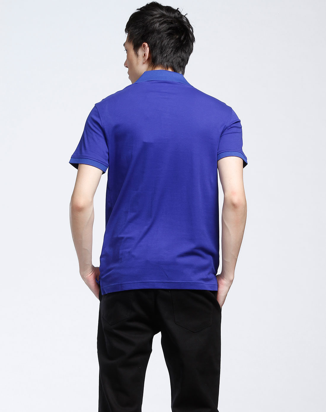 深蓝色针织时尚短袖衫_澳伦aol