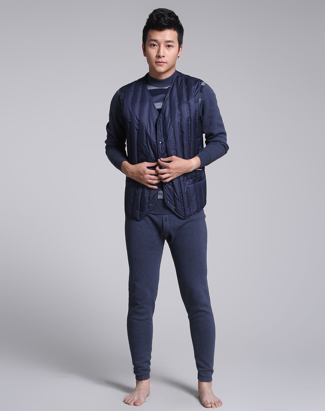 美亚楚丹Meiyachudan男款<em>藏蓝色羽绒</em>大<em>马夹</em>M