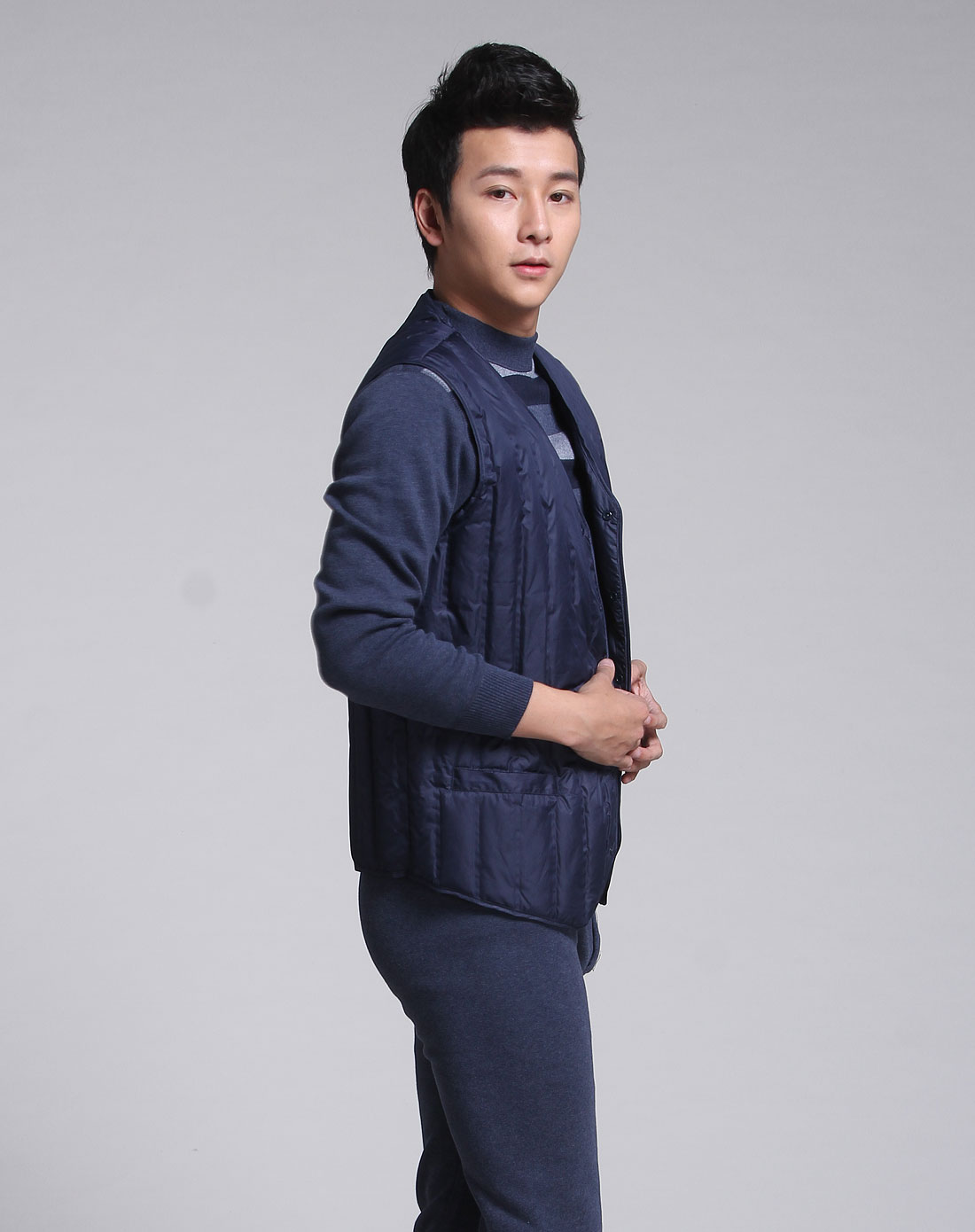 美亚楚丹Meiyachudan男款<em>藏蓝色羽绒</em>大<em>马夹</em>M