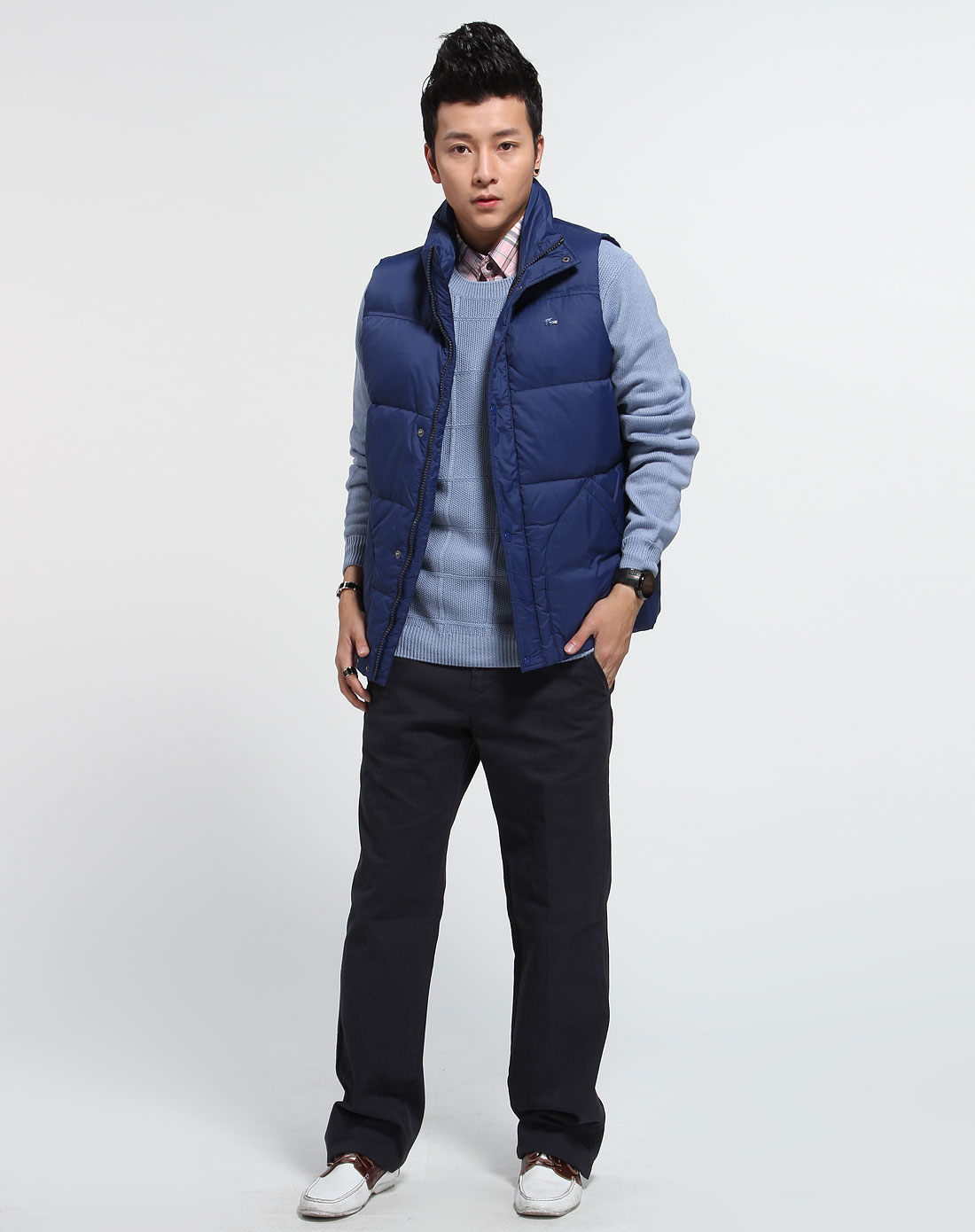 鳄鱼Lacoste深蓝色休闲<em>羽绒</em>背心BH9450E2-Q