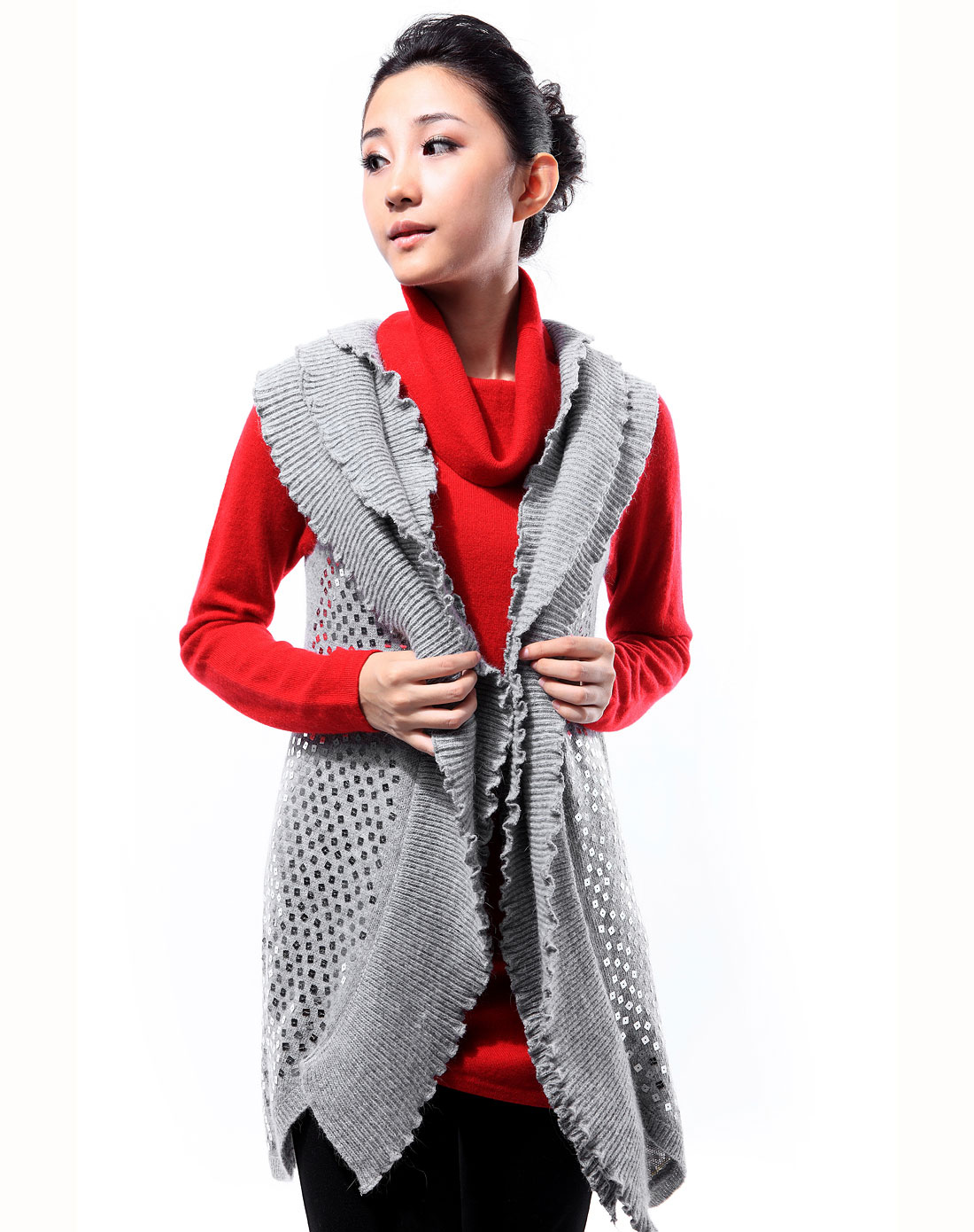 O.SA<em>浅灰色开衫外套</em>毛衫SE0091132_唯品会