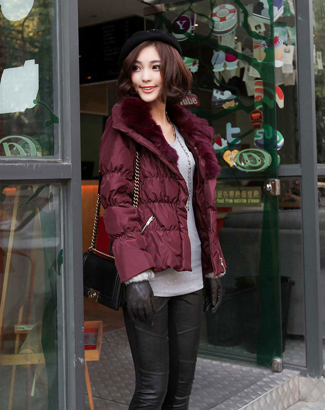 蓝色倾情LESIES<em>女款</em>酒<em>红色羽绒服</em>LS811804