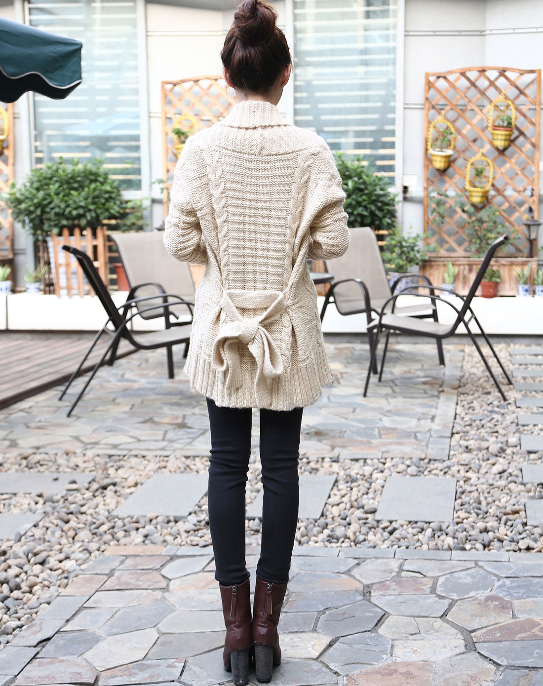 韩都衣舍hstyle女上装专场<em>女款</em>米色<em>开衫</em>宽松毛