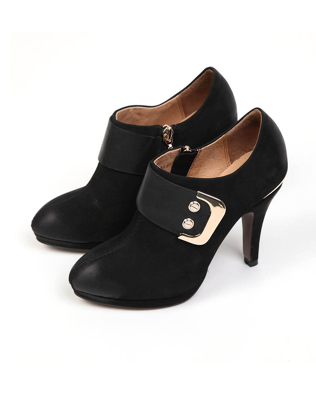 贵之步<em>G-Vill</em>黑色磨砂牛皮/胎牛皮细跟防水台时