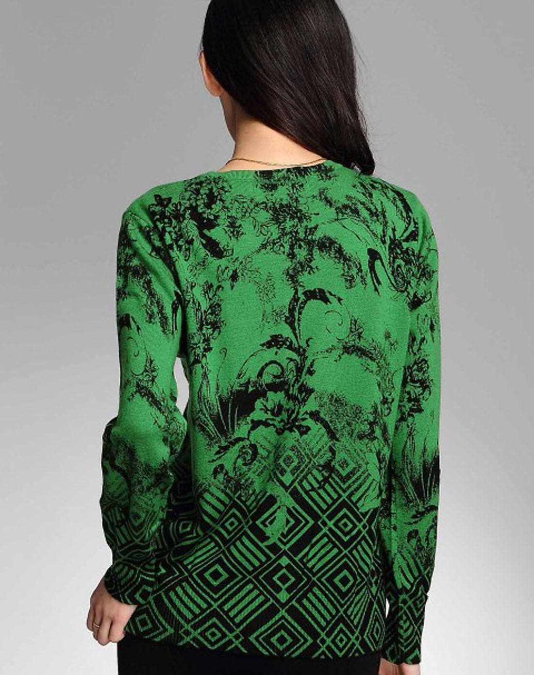 <em>恒源祥</em>男女女款鲜绿圆领长袖<em>女羊毛开衫</em>03A1