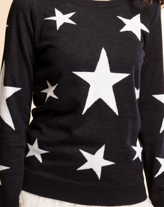 艾金诺USS AZINO-黑色<em>星型</em>提花<em>毛衣</em>2A6481_