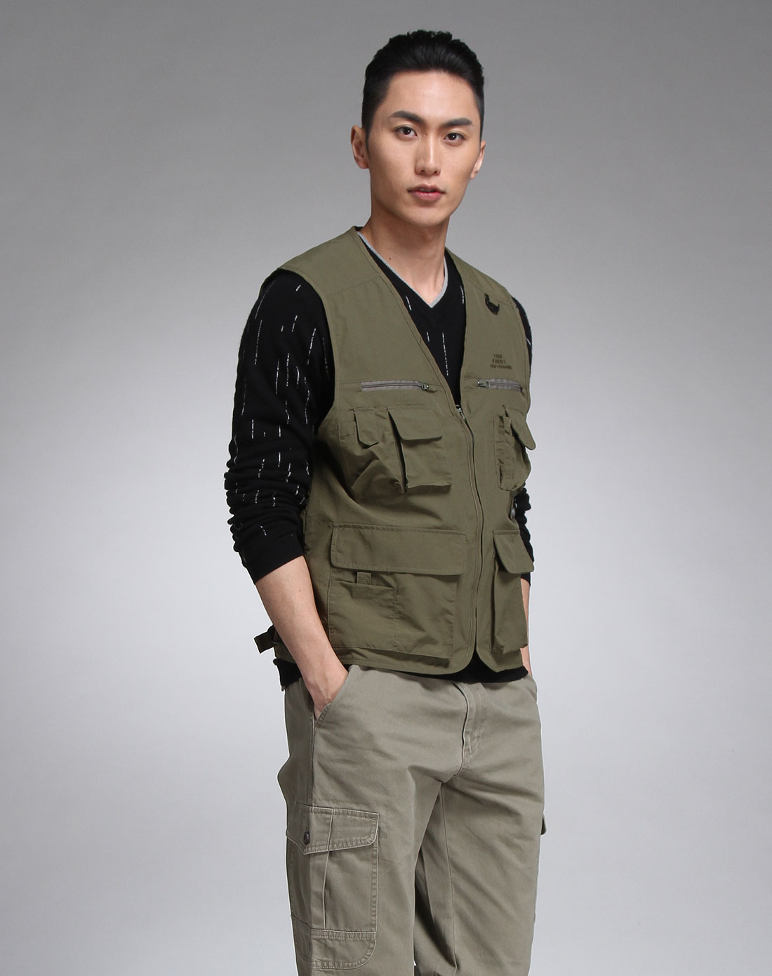 美国第一户外<em>男款</em>军绿色拉链<em>摄影马甲</em>062072