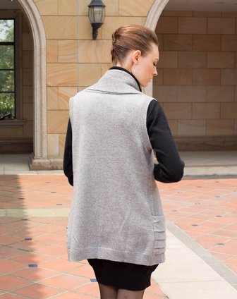 衣尚羊绒烟灰无袖<em>中长开衫</em>式羊绒衫11875-1_