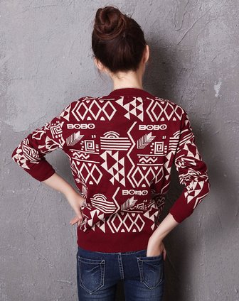 韩都衣舍HSTYLE女<em>上装</em>专场<em>女款</em>酒红色<em>开衫</em>图