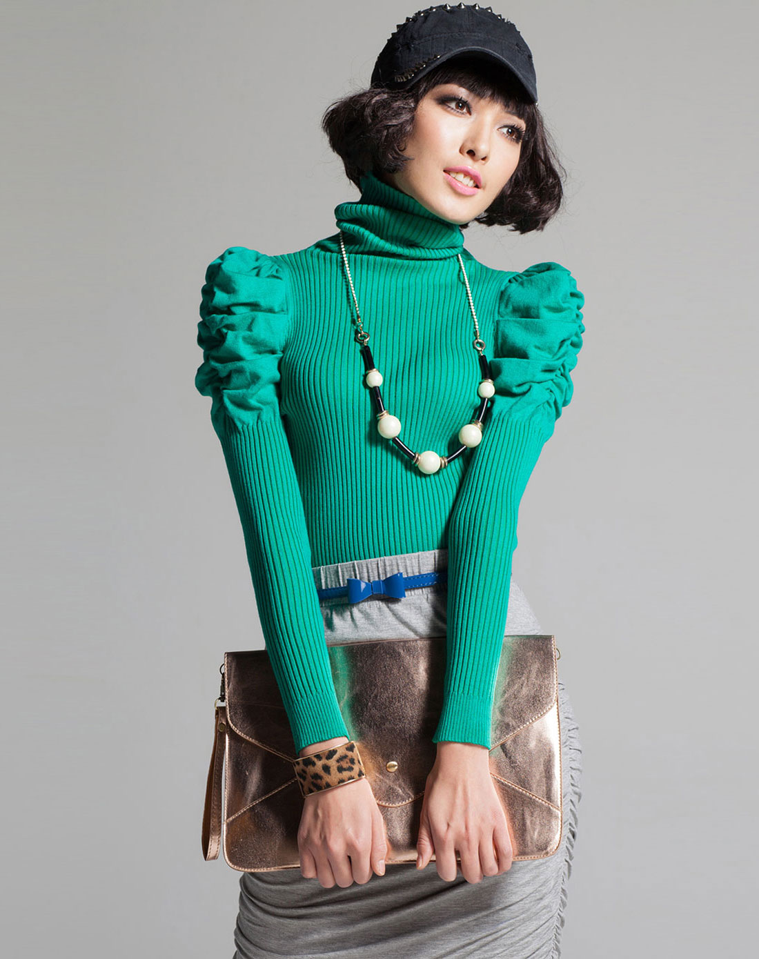 七格格旗下品牌OTHER MIX <em>翠绿色高领</em>修身毛