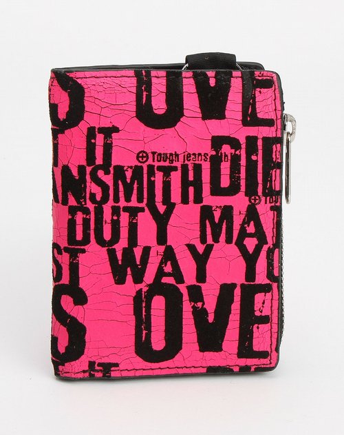 <em>TOUGH</em>-中性鲜粉红色印字母钱包_唯品会名牌