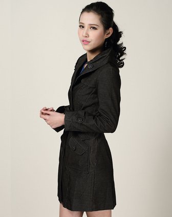艾戈米蓝aigemilan女装黑色风衣f855-30_唯品会