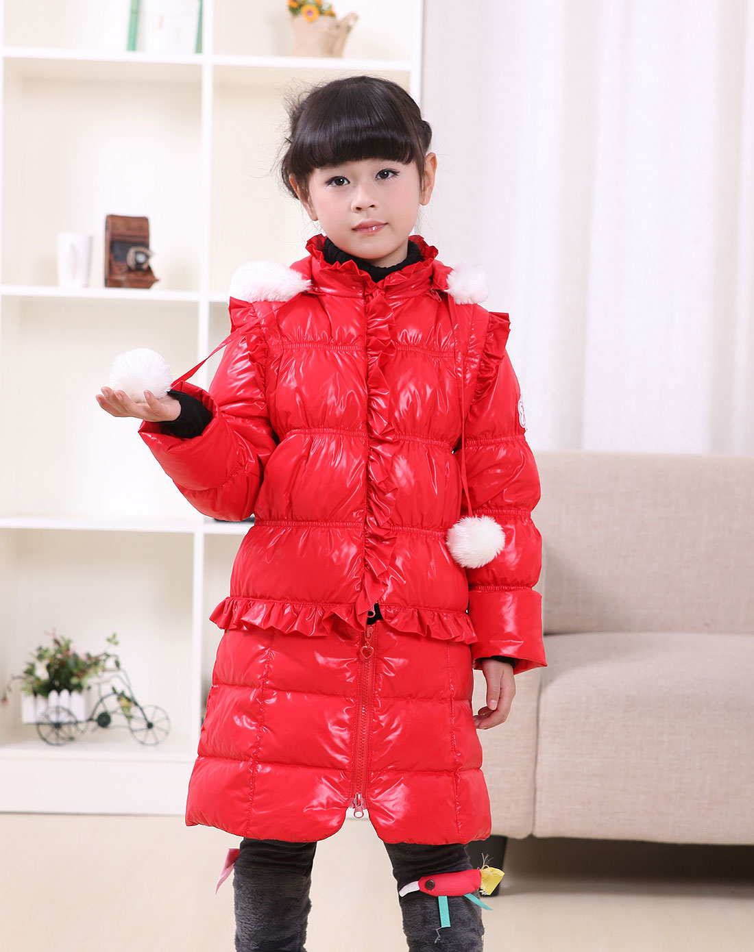 【图】<em>女童羽绒服</em>/中大童羽绒服/保暖长款毛领