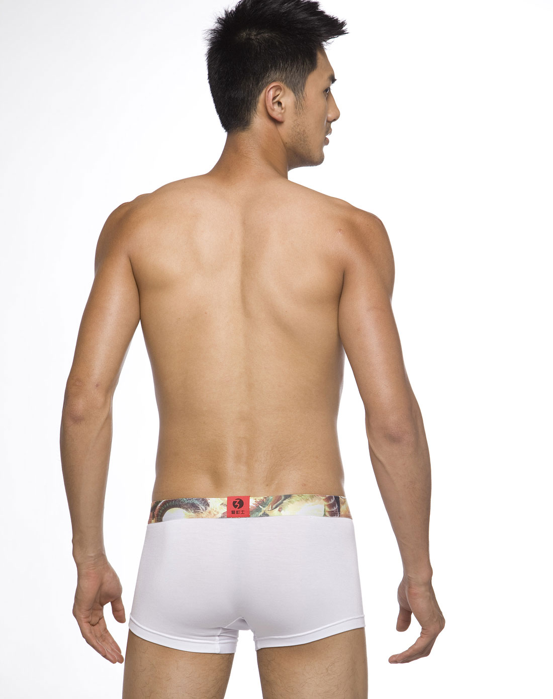 爱杉士23<em>MEN</em>男款<em>白色</em>时尚简约平角红<em>内裤</em>PJ