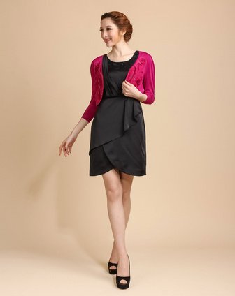 蜜雪儿MYSHEROS紫<em>红色</em>盘带绣花<em>短开衫</em>221