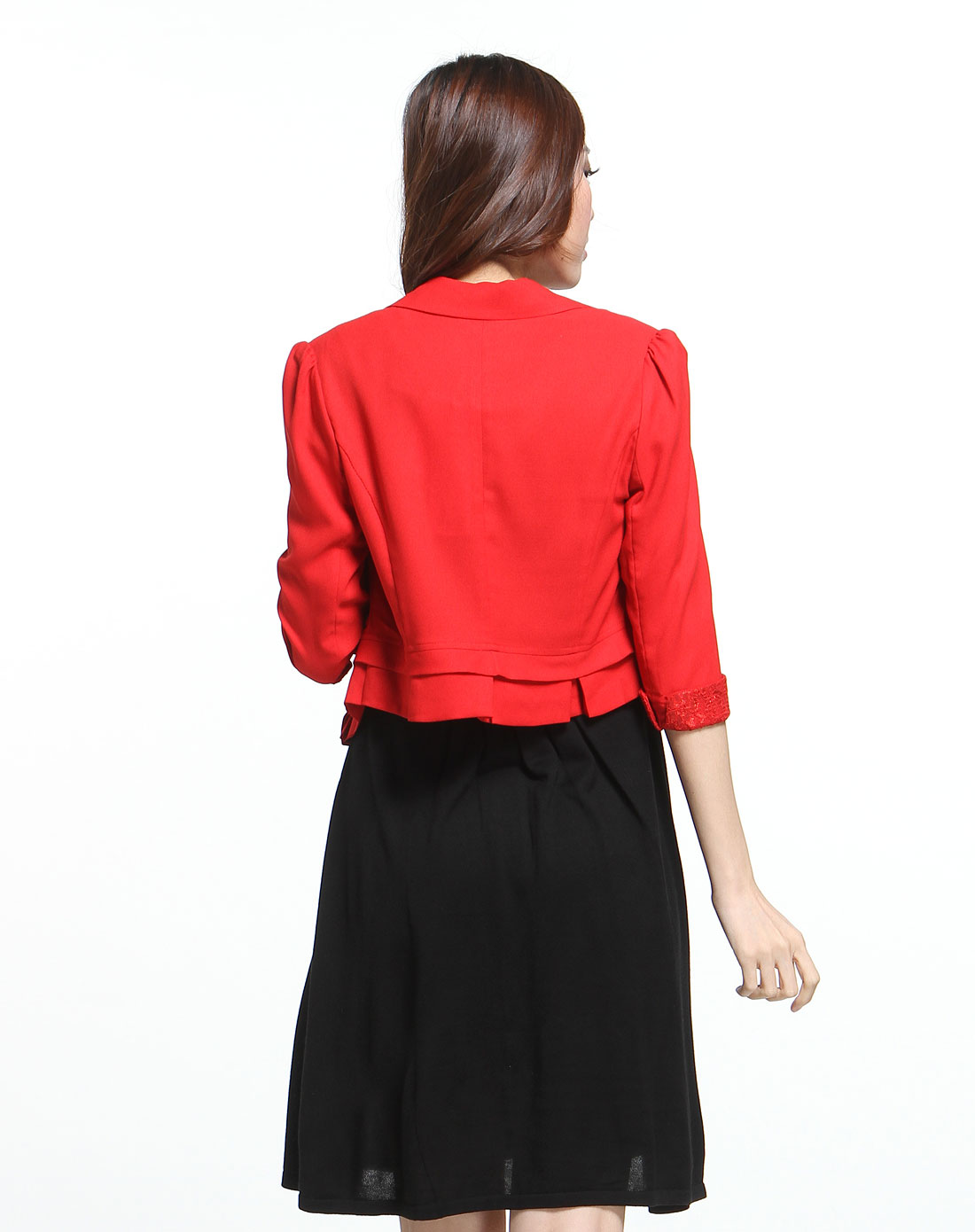 emely典雅淑女红色<em>短款</em>单扣<em>中袖小外套</em>51122