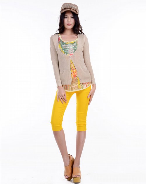 Ko.shish杏色<em>网状针织开衫</em>_唯品会名牌时尚折