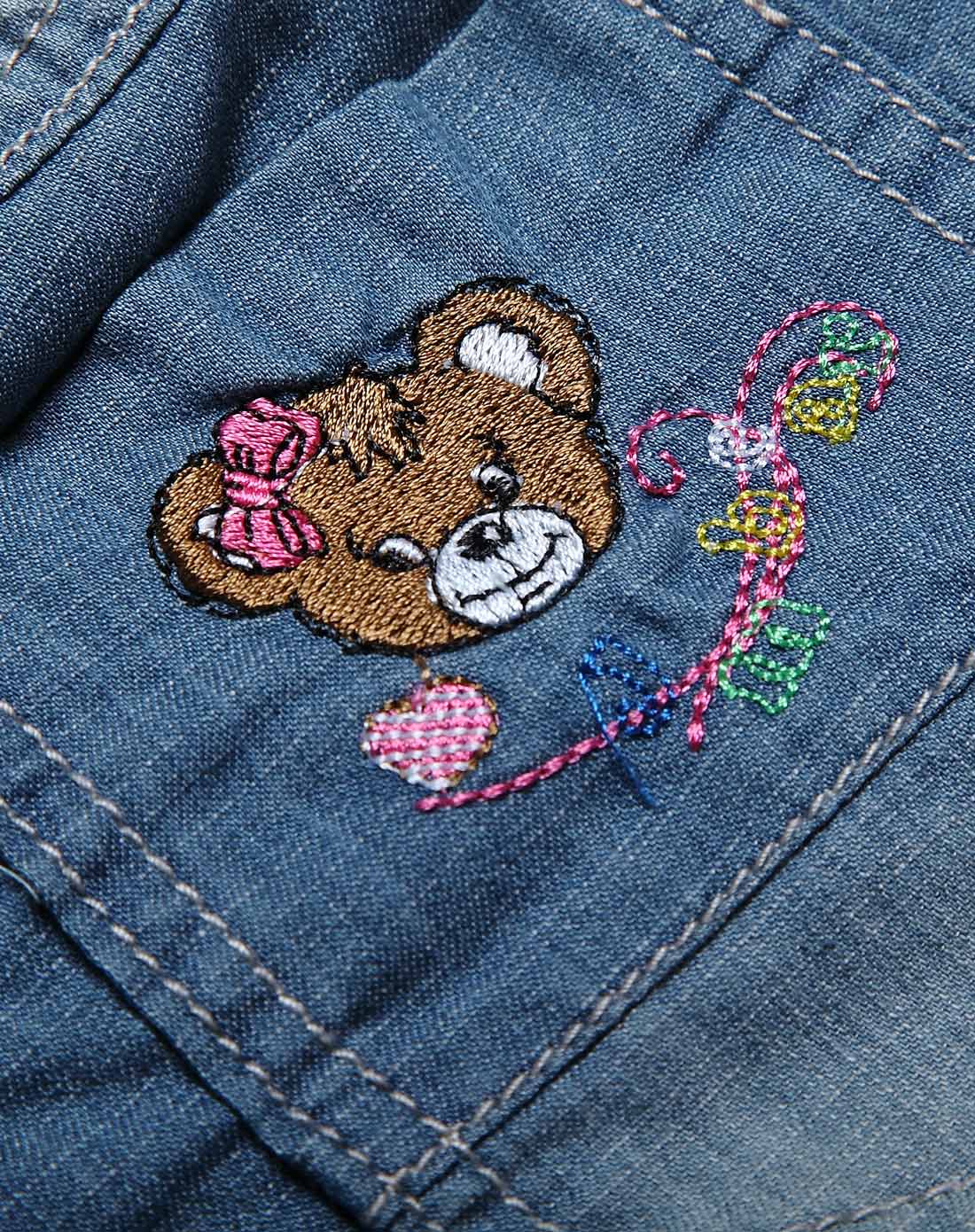 杰米熊Jmbear男女童装女童蓝色<em>小熊刺绣</em>熊头