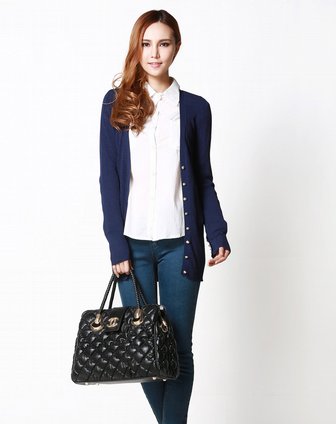 威丝曼WSM<em>深蓝色</em>简约时尚长袖<em>针织开衫</em>SB0